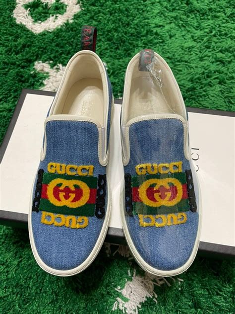 gucci colorblock slip on shoe|gucci denim slip on.